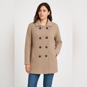 Tonet Wool Cashmere Blend Sweater Coat Beige Italy Long Cardigan Jacket